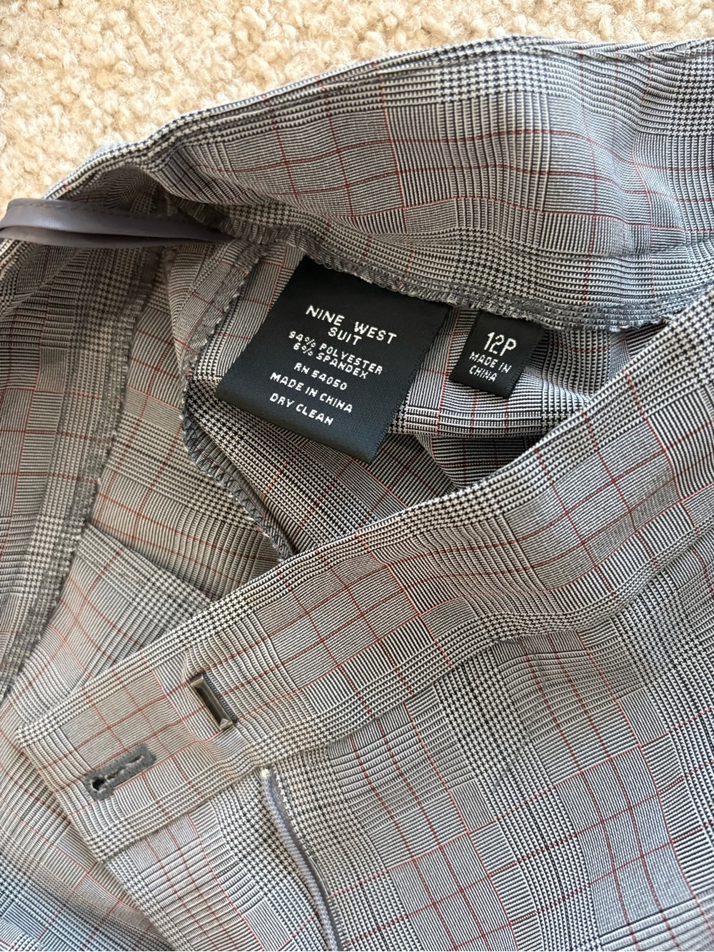 Nine West Gray Plaid Tailored Pantsuit - Picture 2 of 7